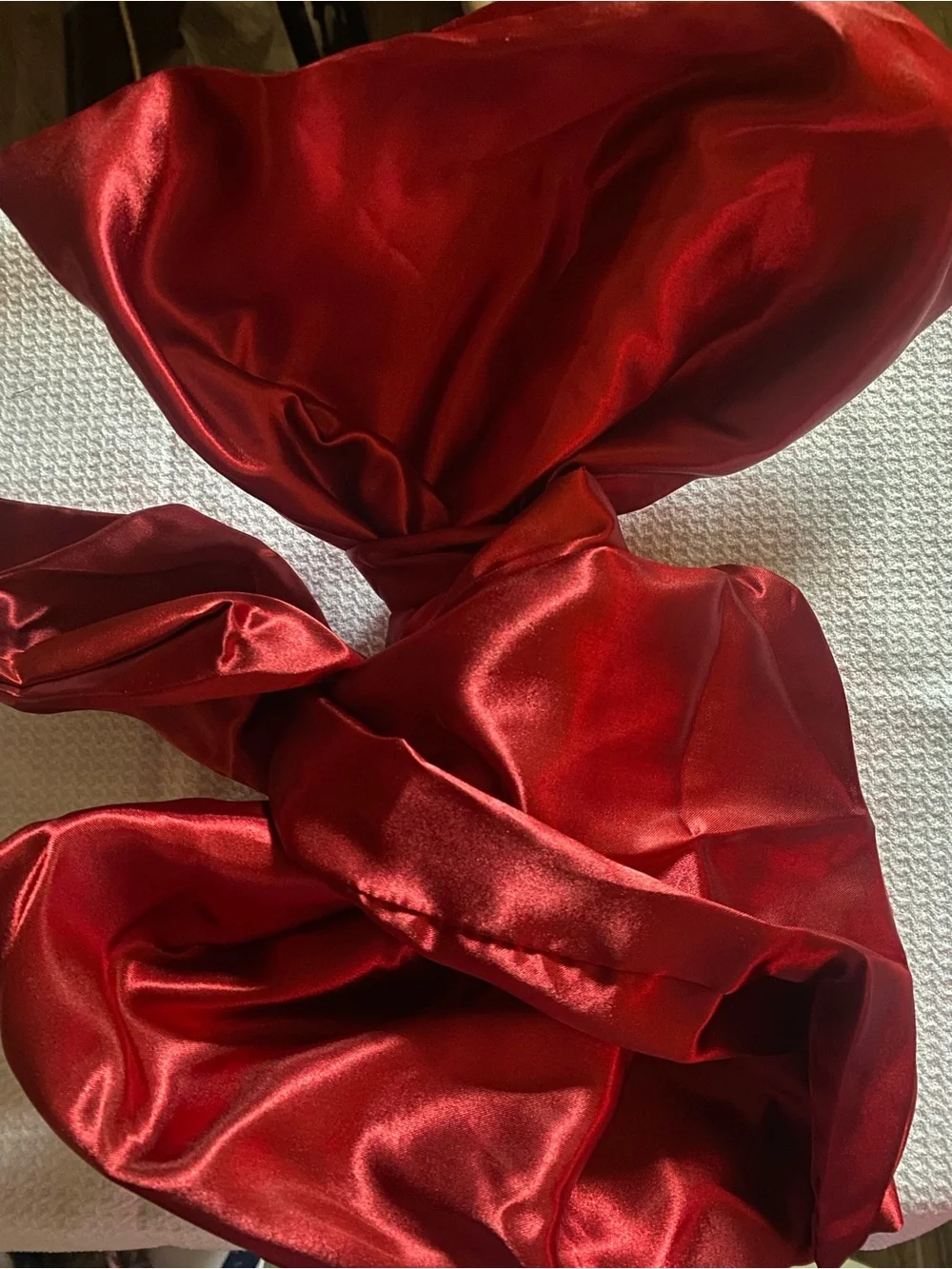Large Dark Red Satin Christmas Bow – Tree Topper